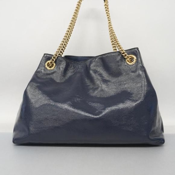 Gucci Soho Hardware Chain Shoulder Leather Navy Gold Shoulder Bag - Picture 6 of 6